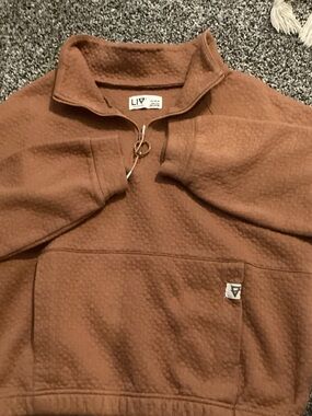 Women’s Rust Brown Half-Zip Fleece Pullover